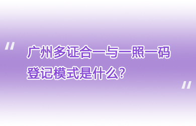 广州多证合一与一照一码登记模式是什么